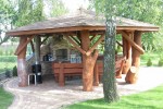 altana z bali drewniana sześciokątna, ogrodowa
