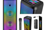 Duży Głośnik Bluetooth 60W USB FM 2 Mikrofony