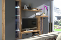 Meblościanka RUMBA grafit / dąb lefkas