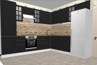 kuchnia STILO grafit\BIAŁY 3,1m*2,5m z Blatem