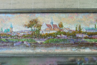 Panorama starego Sieradza",obraz olejny.