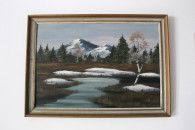 PEJZAŻ stary, ręcznie malowany, oryginał