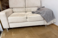 Sofa skórzana z zamszu ecru beż rozkładana